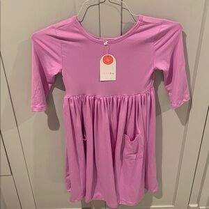NWT Mila Rose Purple/ Pink 3/4 length Sleeve Dress with pockets  size 7/8